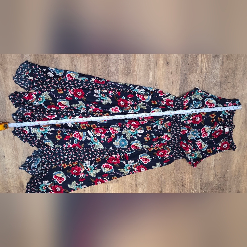 Bila Dress Womens XXL Maxi Boho Handkerchief Hem Floral Western Cottage Peasant - Picture 7 of 10